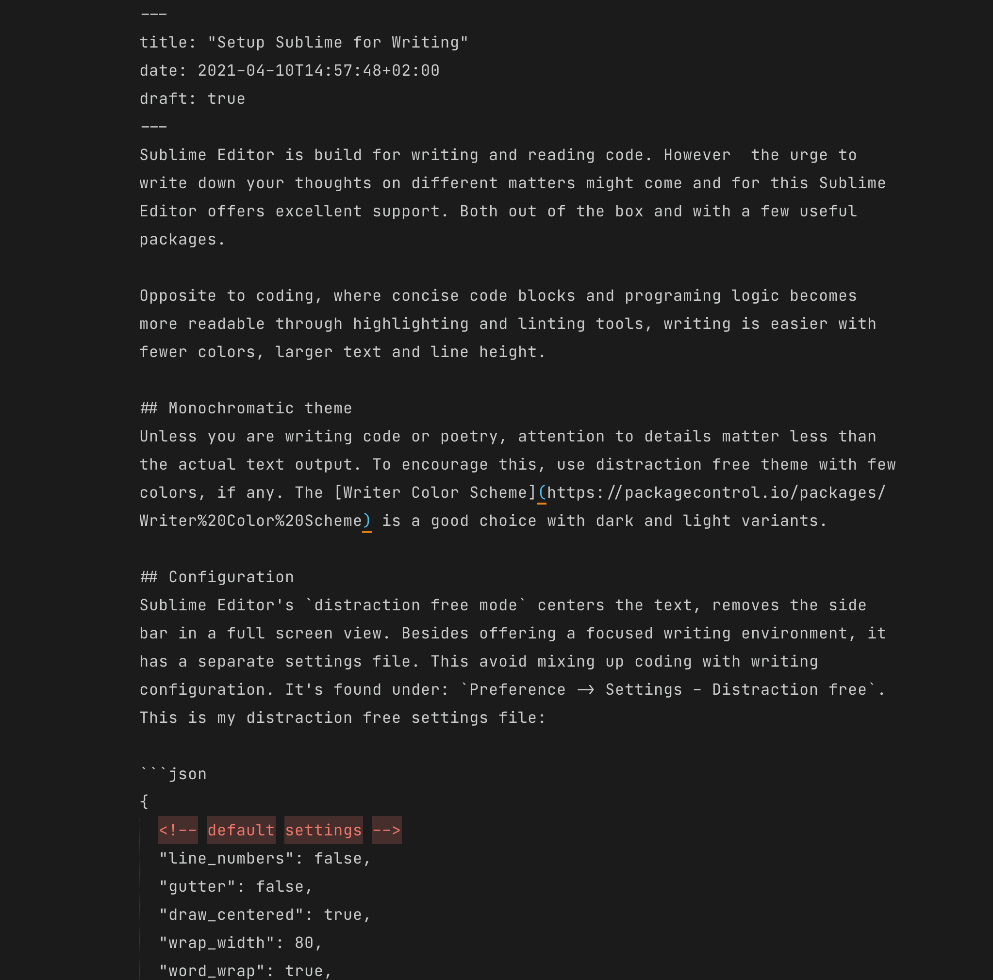 distraction free mode